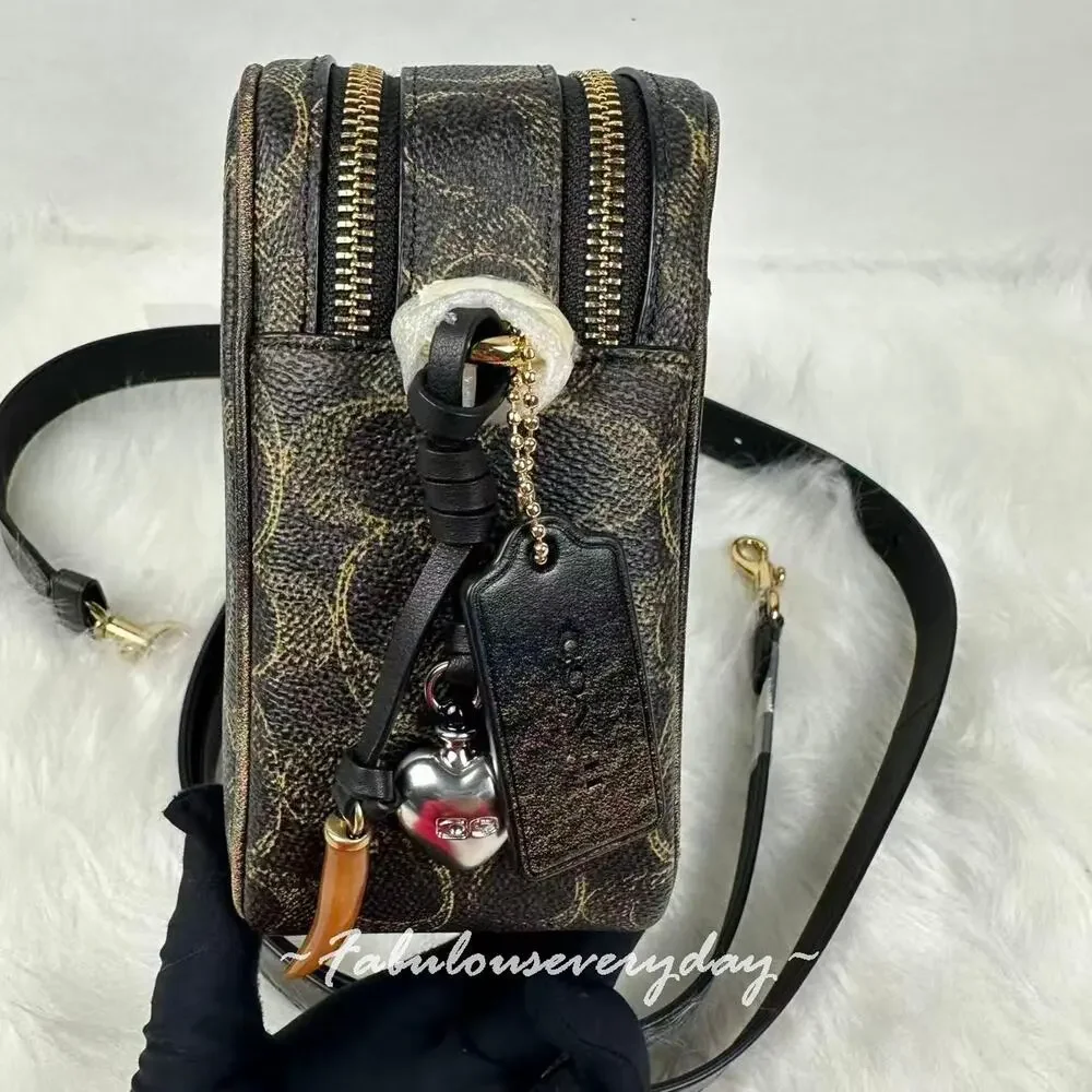 Coach Carey Crossbody Bag In Loved Signature Canvas With Charms Brown CEK68 NWT - Picture 3 of 10